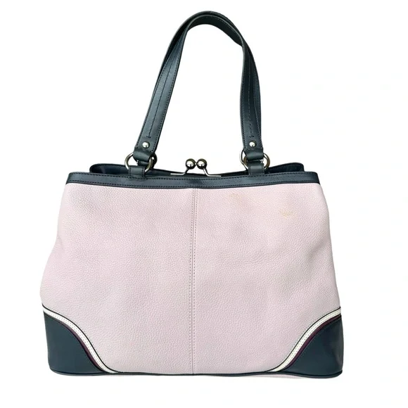 🆕 Coach Laura Spectator Shoulder Bag Satchel Kiss Lock Lavender Leather - Picture 7 of 17